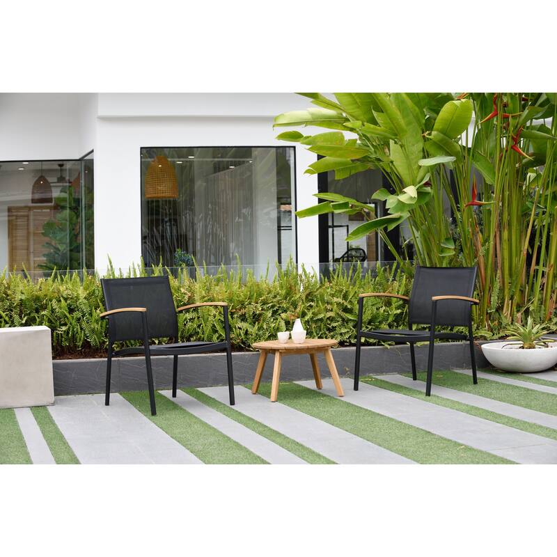 Riviera Patio 3-Piece Bistro Set with Black Chairs by Amazonia