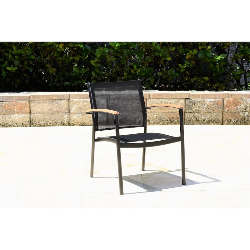 Riviera Patio 3-Piece Bistro Set with Black Chairs by Amazonia