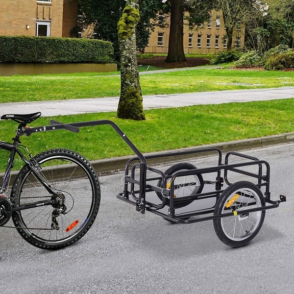 aosom folding bike cargo trailer cart with seat post hitch