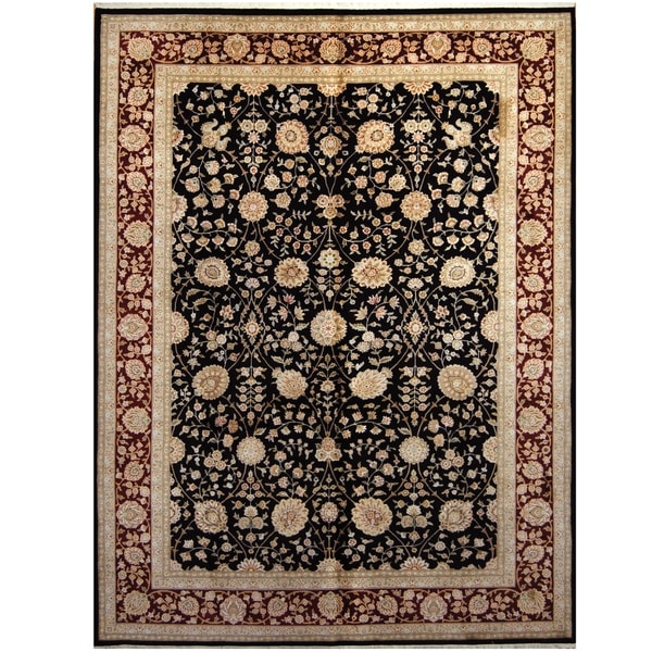 Handmade One-of-a-Kind Kashan Wool and Silk Rug (India) - 9' x 12'