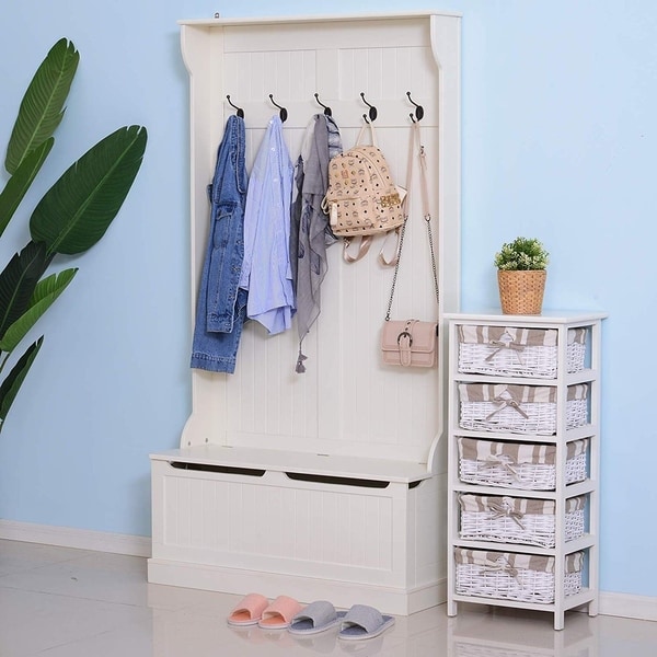 HOMCOM Hall Tree with Storage Bench and Coat Rack - 37.75*13.5*71. Opens flyout.