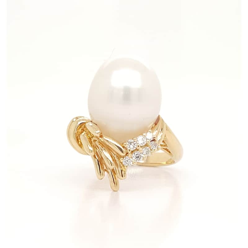 Southsea Pearl and Diamond Nest Ring Size - 6.5