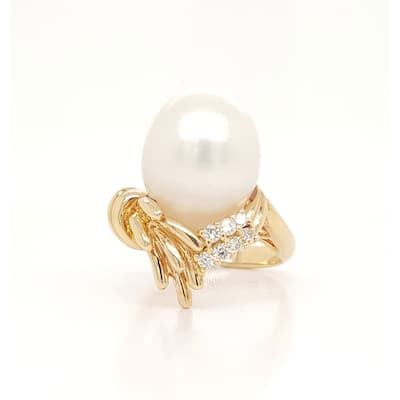 Southsea Pearl and Diamond Nest Ring Size - 6.5