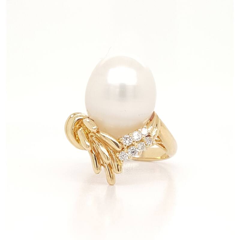 Southsea Pearl and Diamond Nest Ring Size - 6.5