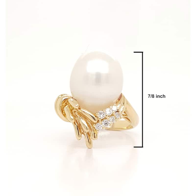 Southsea Pearl and Diamond Nest Ring Size - 6.5