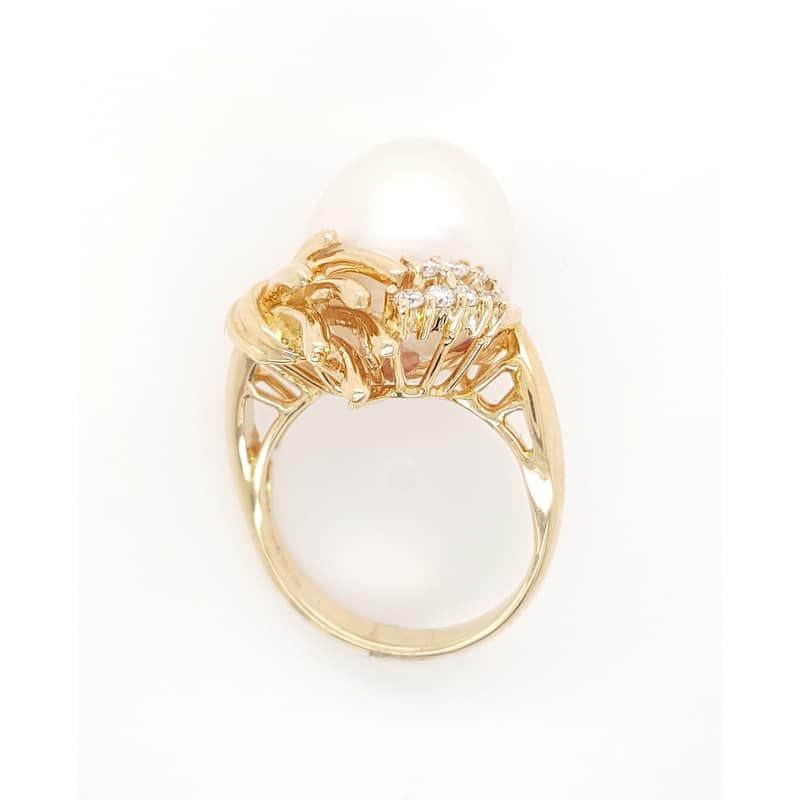 Southsea Pearl and Diamond Nest Ring Size - 6.5