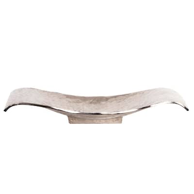 Silver Orchid Scrolled Small Metal Tray - N/A