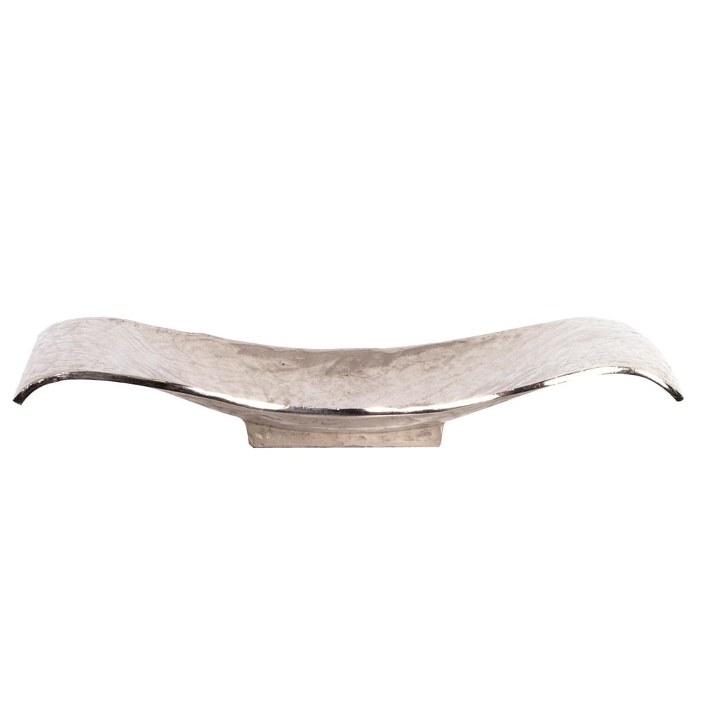 Silver Orchid Scrolled Small Metal Tray - N/A