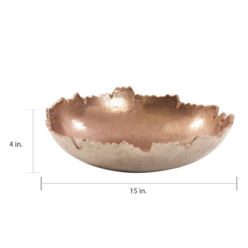 Silver Orchid Round Decorative Broken Edge Metal Bowl
