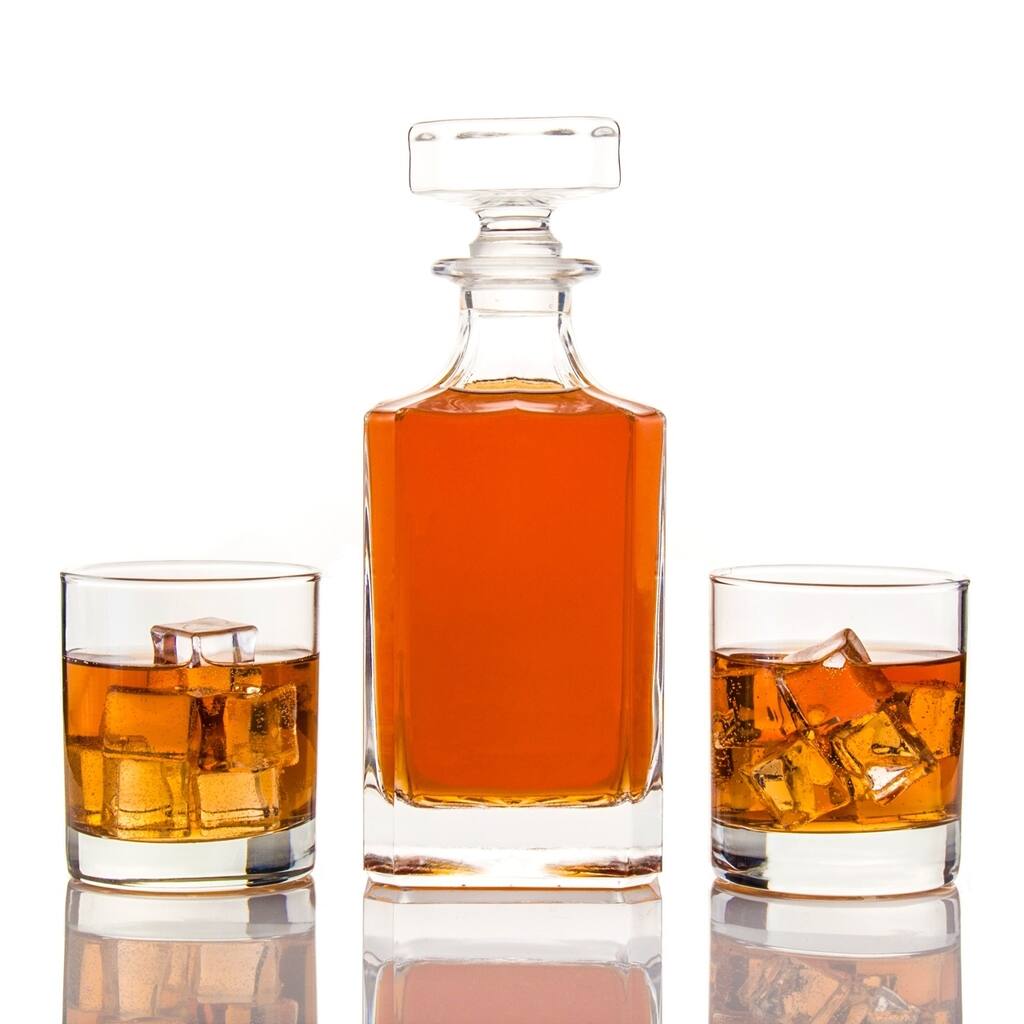 Classic Beveled Edge Whiskey Decanter 3pc Set