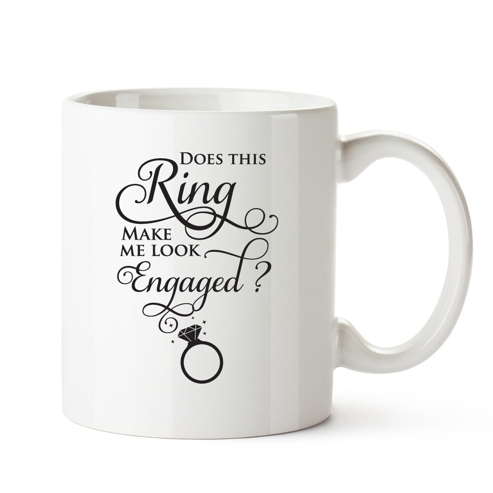 16oz Bistro Mug Ceramic Coffee Glass Cup Does This Ring Make Me Look Engaged