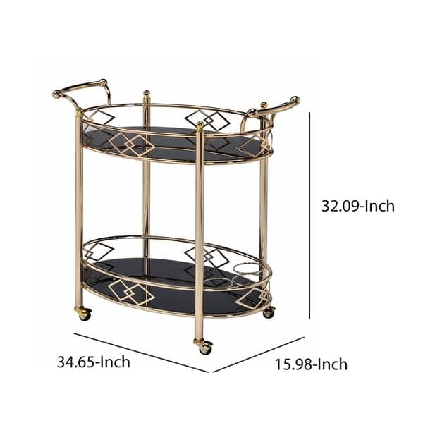 Shop Two Tier Metal Framed Serving Cart With Designer Side Rails