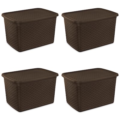 Case of 4 Espresso Sterilite 17 Gallon Weave Totes