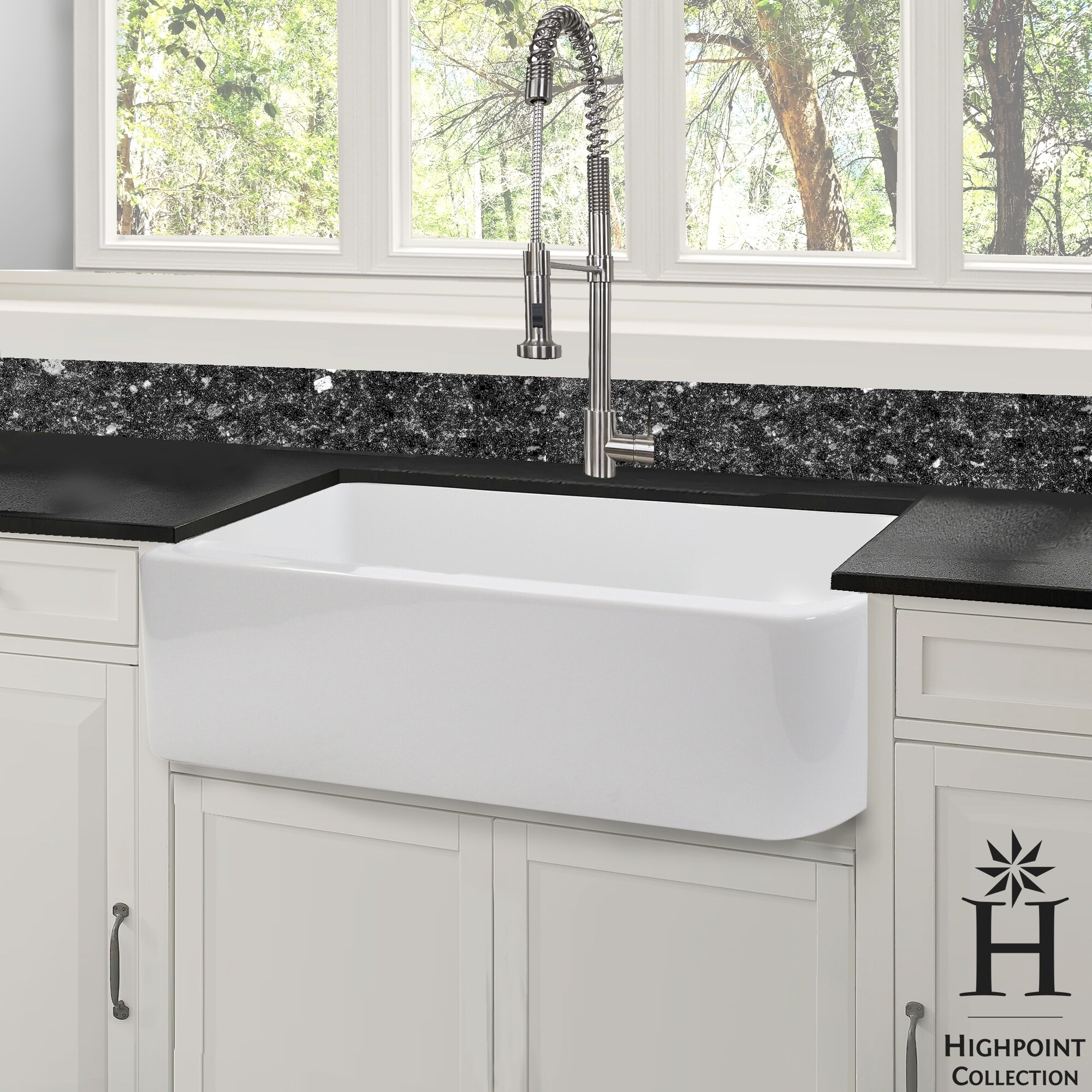 Highpoint Collection 31 Inch Fireclay White Farmhouse Sink 31 X 18 X 8 75 Inches