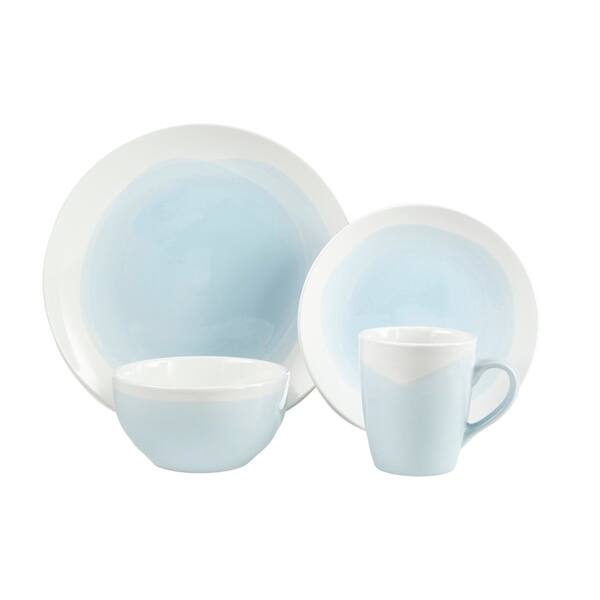 slide 1 of 2, oasis mint/white 12pc dinner set: