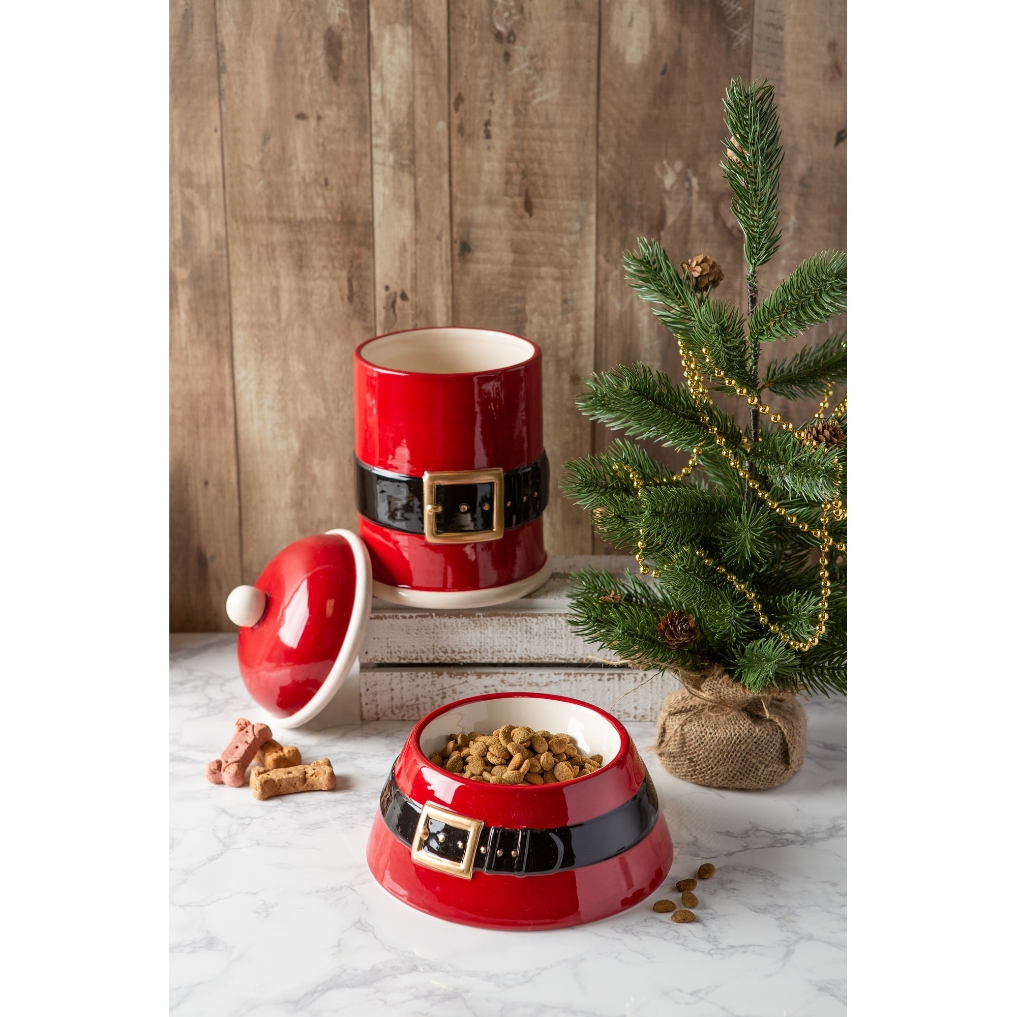 DII Santa Belt Pet Bowl