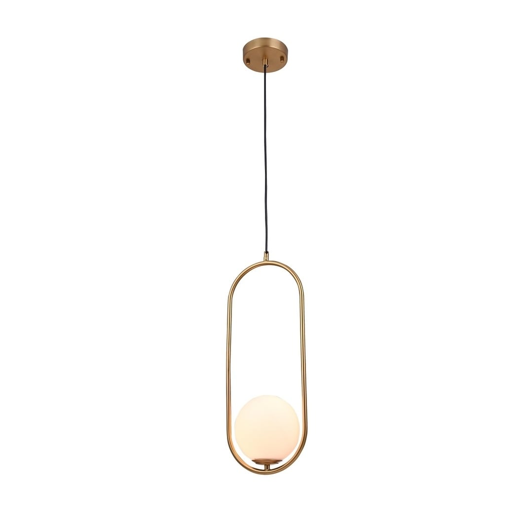 Gold Metal Single Pendant Lighting With Milk White Glass Shade On Sale Overstock 28312199