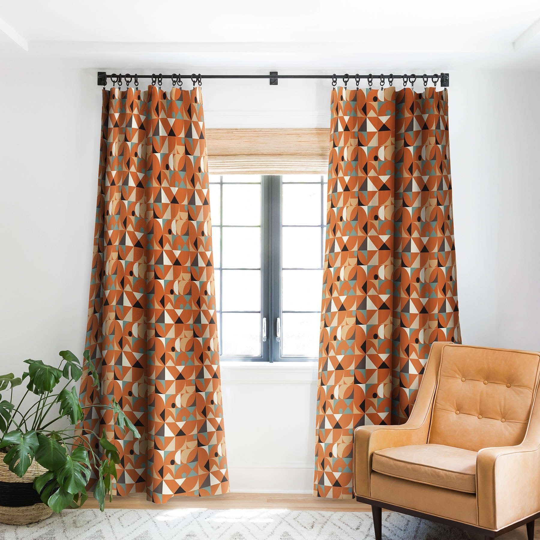 Deny Designs Mid Century Orange Blackout Curtain Panel 2 Size Options