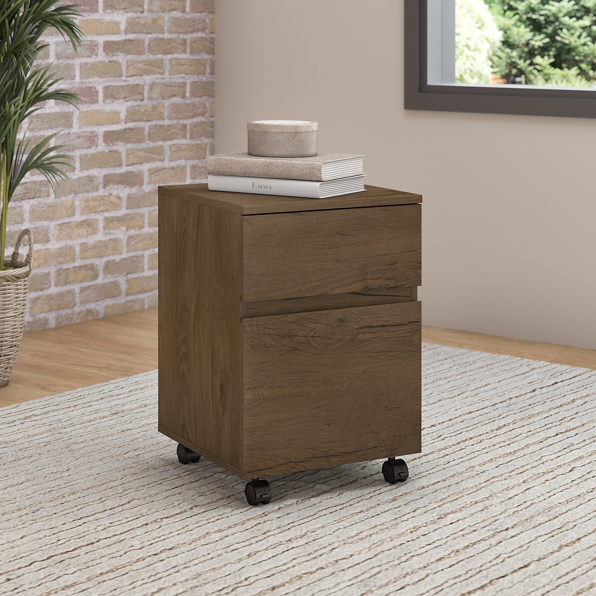 Bush Anthropology 2 Drawer Mobile File Cabinet in Rustic Brown
