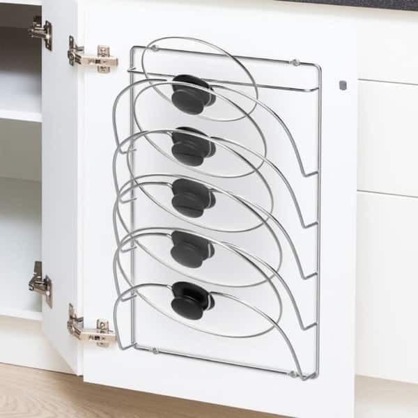 Pot Lid Organizer - 5-Compartment Hanging Wall Mount Holder for