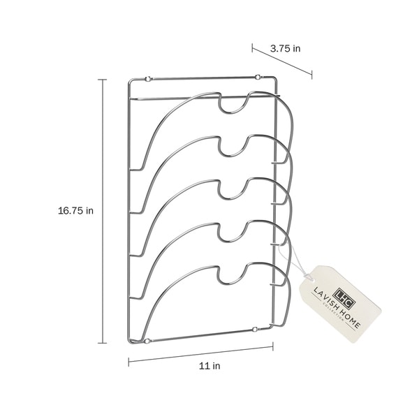 Lid Organizer Rack-5 Slot Wall Mount Organizer by Lavish Home