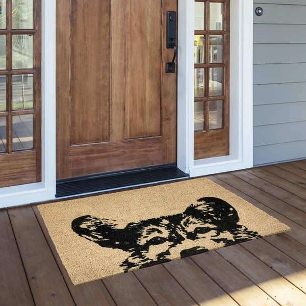 Black dog outlet doormat