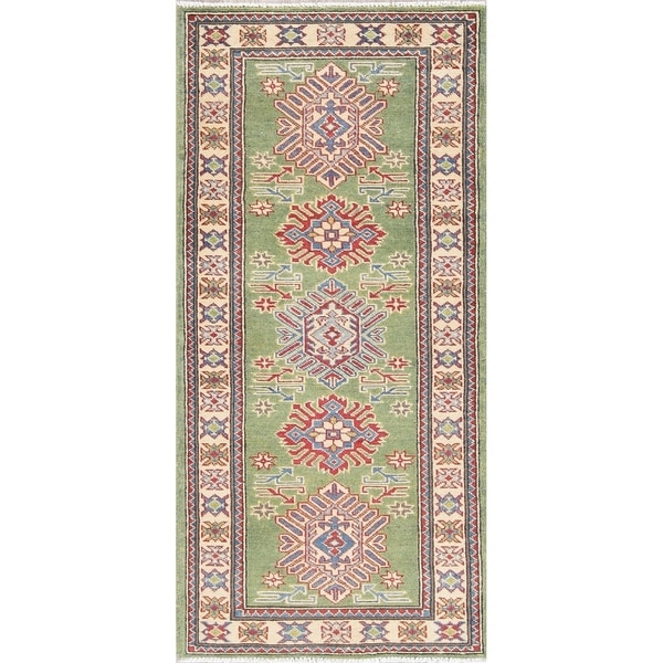 Traditional Kazak Oriental Hand Knotted Wool Pakistani Rug - 5'10" x 2'2" Runner