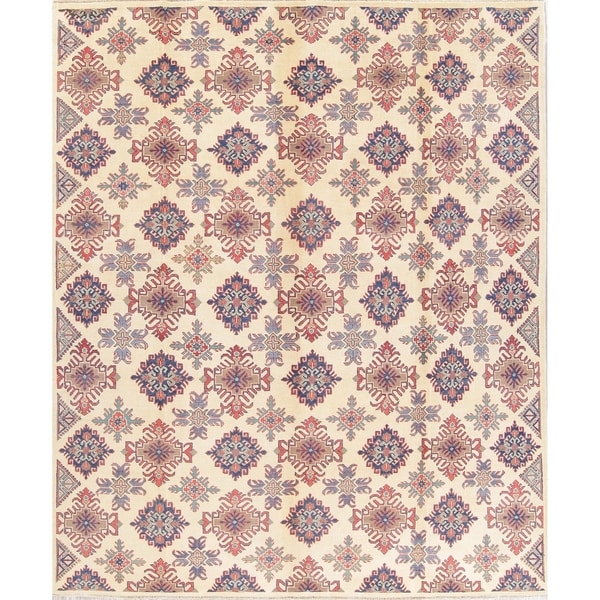 Kazak Oriental Traditional Hand Knotted Wool & Kork Pakistani Area Rug - 9'10" x 8'2"