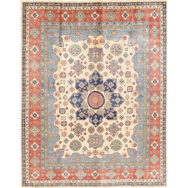 Traditional Kazak Oriental Hand Knotted Wool Pakistani Area Rug - 9'9" x 7'10"