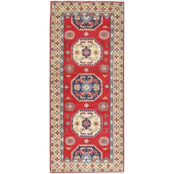 Kazak Oriental Traditional Hand Knotted Wool Pakistani Rug - 6'5" x 2'9" Runner