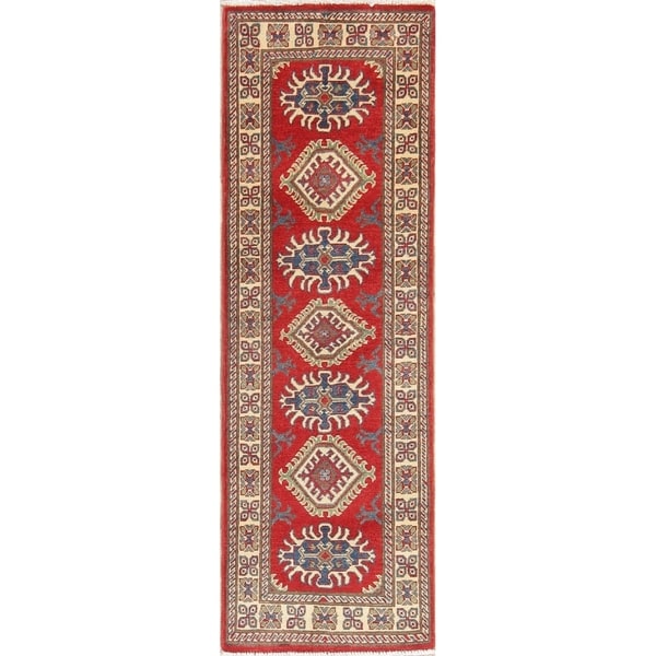 Kazak Oriental Hand Knotted Wool Pakistani Traditional Rug - 6'0" x 1'11" Runner