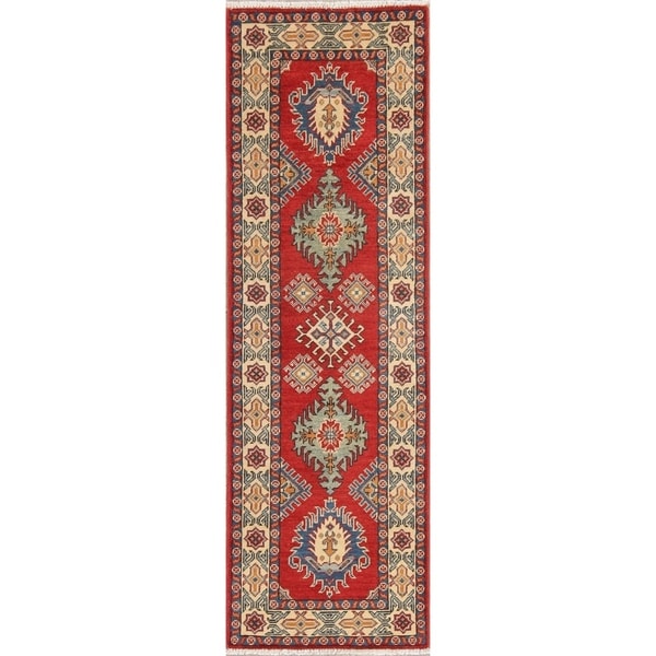 Kazak Oriental Hand Knotted Wool Pakistani Traditional Rug - 6'4" x 2'0" Runner