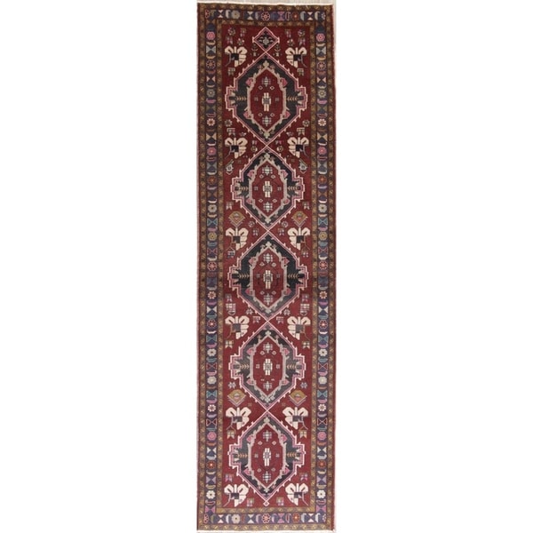 Vintage Ardebil Oriental Hand Knotted Wool Persian Rug - 12'9" x 3'4" Runner