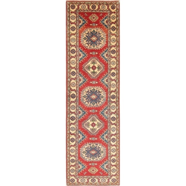 Kazak Traditional Oriental Hand Knotted Wool Pakistani Rug - 9'3" x 2'8" Runner