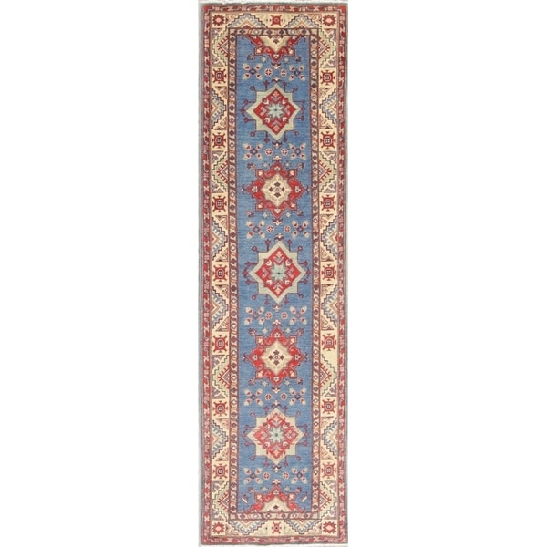 Kazak Oriental Hand Knotted Wool Pakistani Traditional Rug - 9'8" x 2'7" Runner