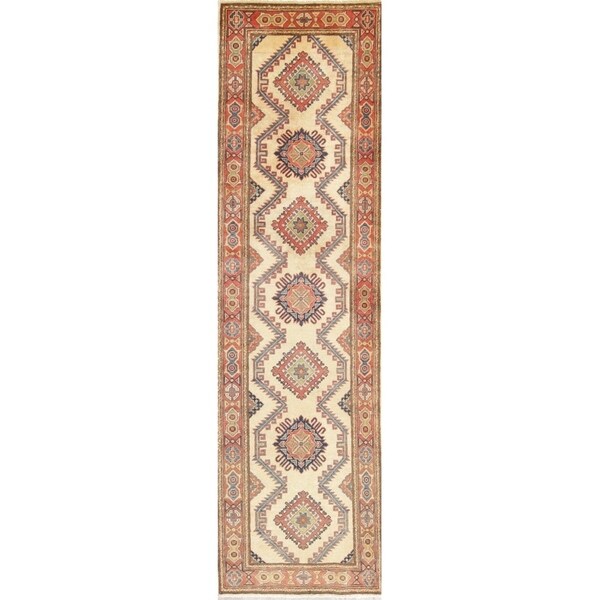 Kazak Oriental Hand Knotted Wool Pakistani Traditional Rug - 9'7" x 2'9" Runner