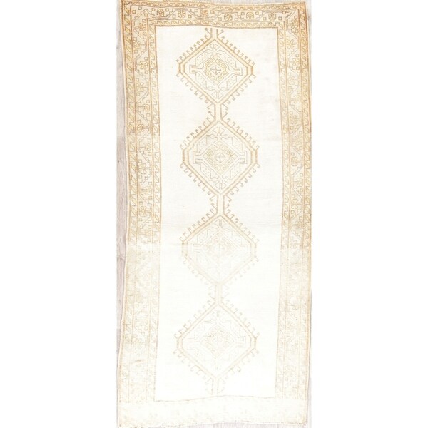 Vintage Gabbeh Tribal Hand Knotted Wool Muted Distressed Persian Rug - 7'4" x 3'4" Runner