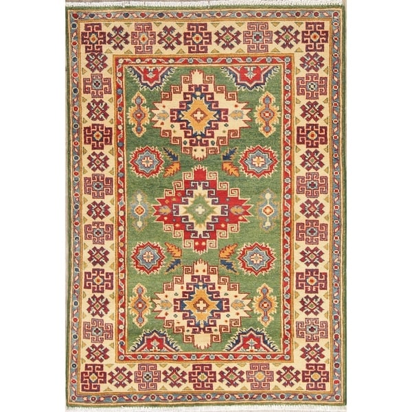 Traditional Kazak Oriental Hand Knotted Wool Pakistani Area Rug - 4'11" x 3'4"