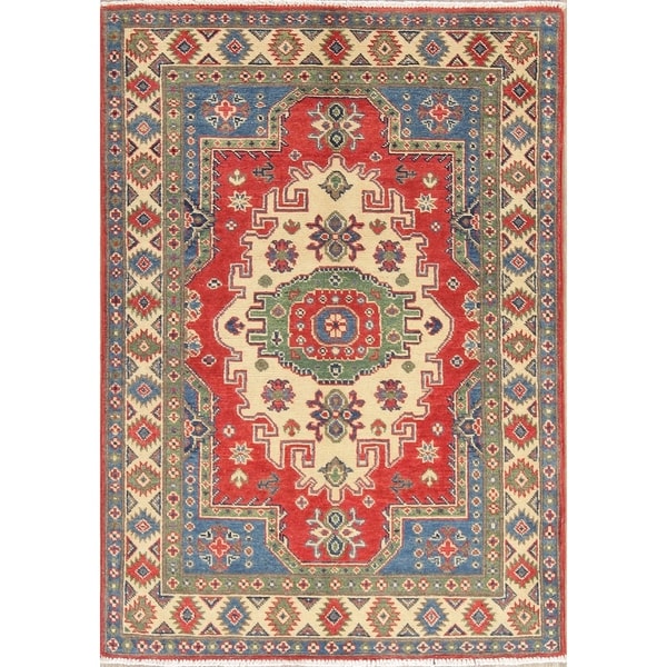 Traditional Kazak Oriental Hand Knotted Wool Pakistani Area Rug - 4'8" x 3'4"