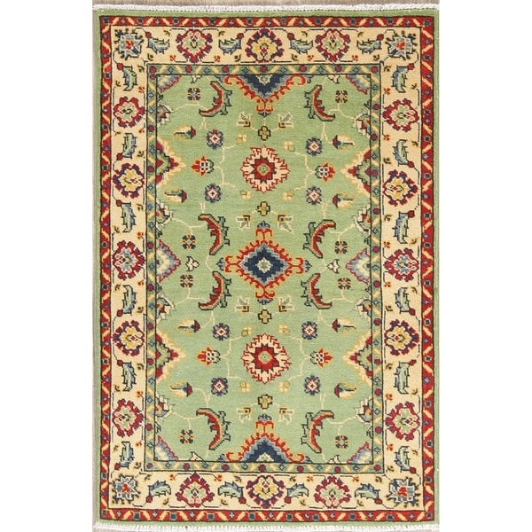 Traditional Kazak Oriental Hand Knotted Wool Pakistani Area Rug - 4'1" x 2'8"