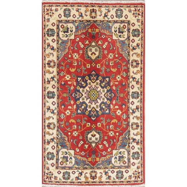 Kazak Medallion Oriental Handmade Wool Pakistani Traditional Area Rug - 4'0" x 2'7"