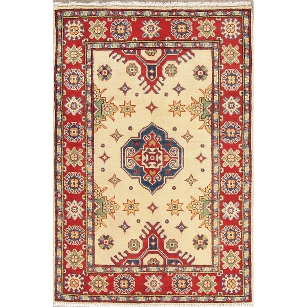 Kazak Oriental Hand Knotted Wool Pakistani Traditional Area Rug - 4'2" x 2'10"