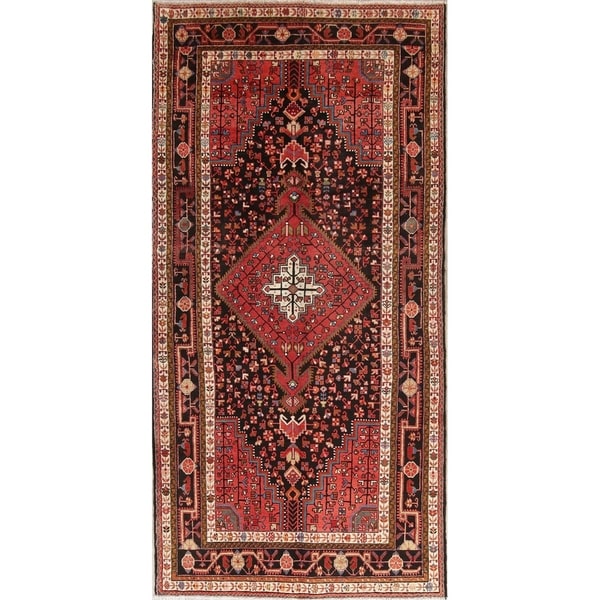Nahavand Medallion Tribal Hand Knotted Wool Persian Area Rug - 11'1" x 5'5"