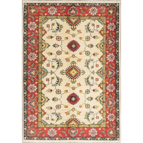 Kazak Oriental Hand Knotted Wool Pakistani Traditional Area Rug - 4'10" x 3'5"