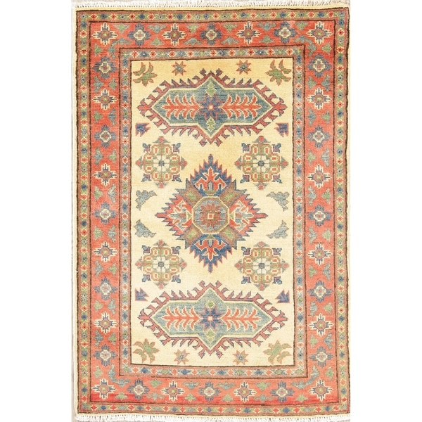 Kazak Oriental Hand Knotted Wool Pakistani Traditional Area Rug - 4'0" x 2'8"