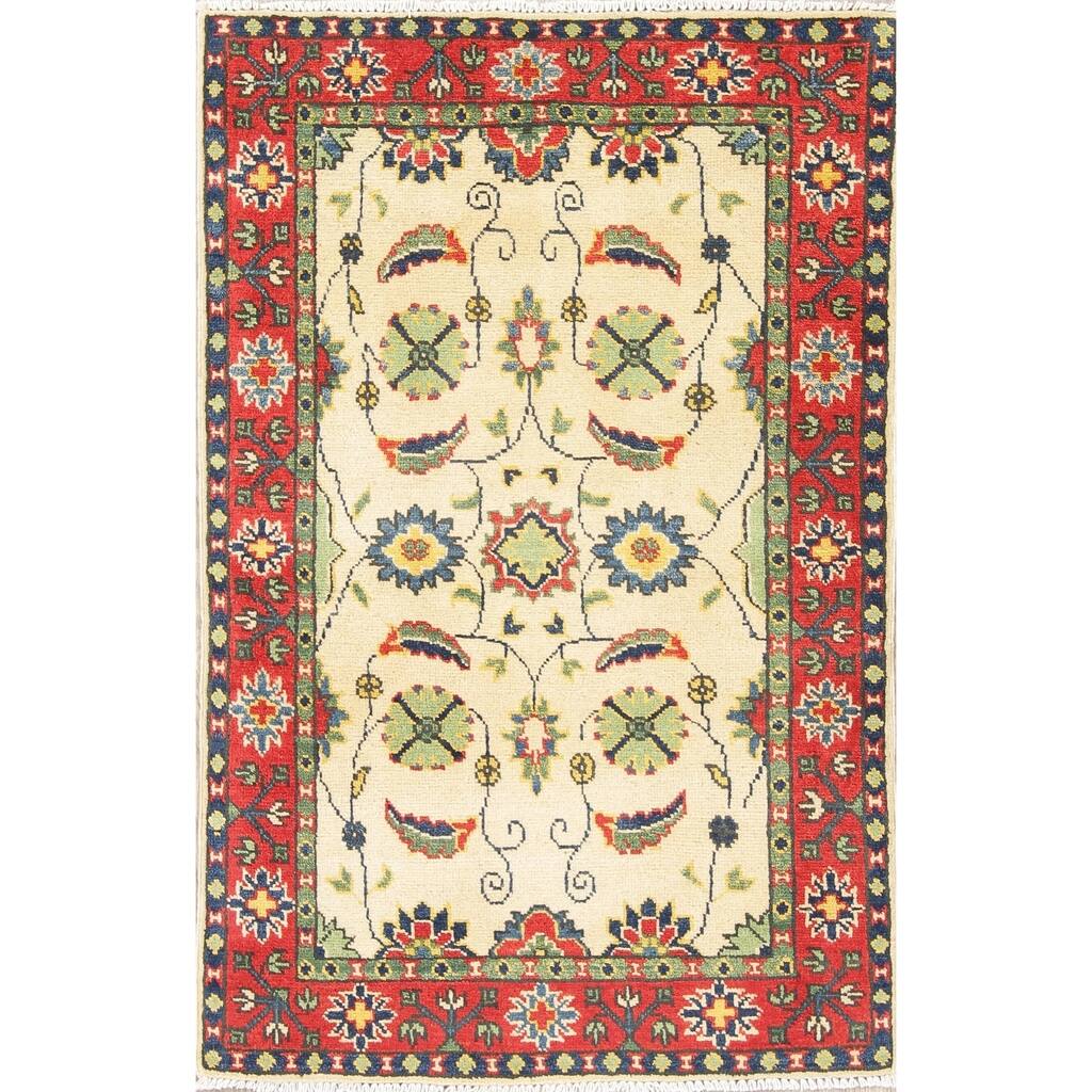 Kazak Oriental Hand Knotted Wool Pakistani Traditional Area Rug - 4'1" x 2'8"