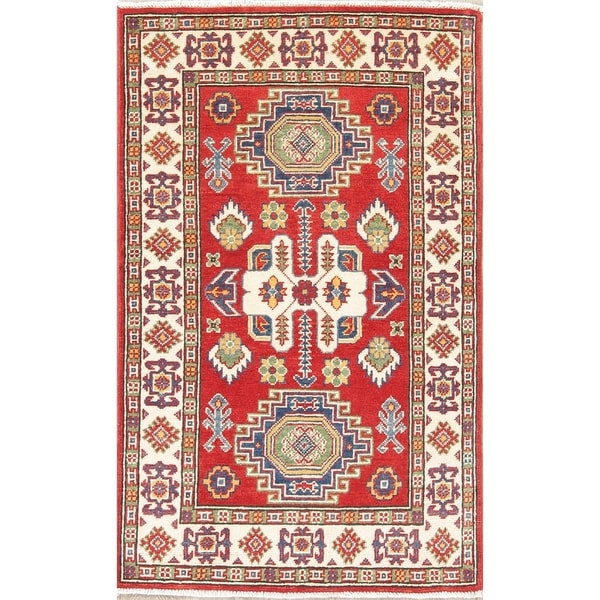 Kazak Oriental Hand Knotted Wool Traditional Pakistani Area Rug - 4'3" x 2'8"
