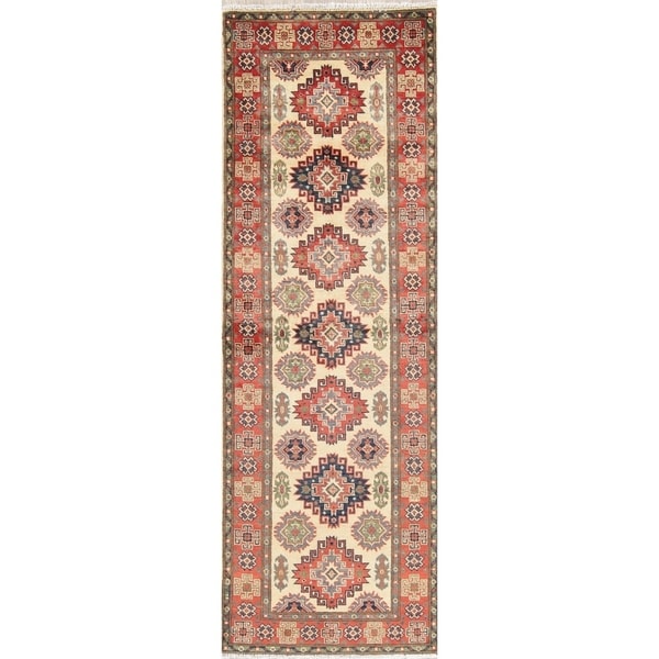 Kazak Oriental Hand Knotted Wool Pakistani Traditional Rug - 7'9" x 2'7" Runner