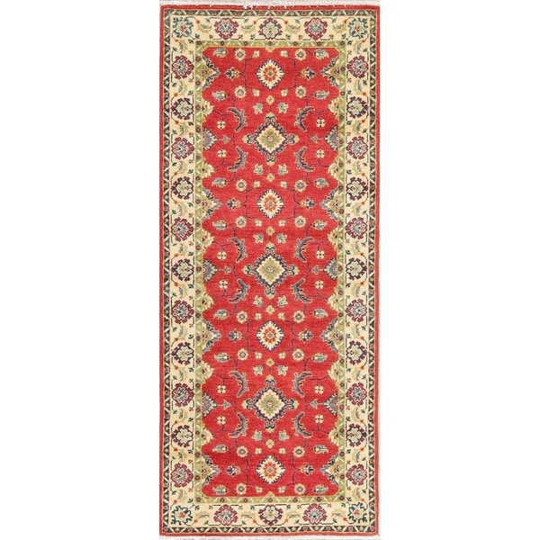 Kazak Oriental Hand Knotted Wool Pakistani Traditional Rug - 6'7" x 2'8" Runner