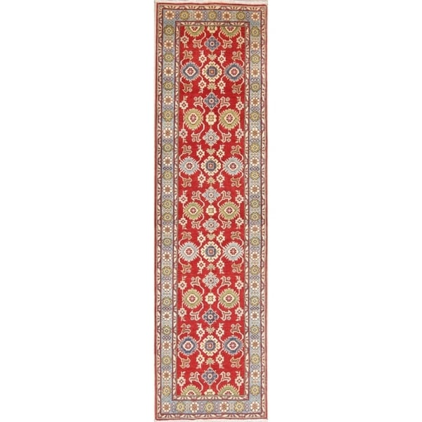 Kazak Oriental Hand Knotted Wool Pakistani Traditional Rug - 10'0" x 2'8" Runner